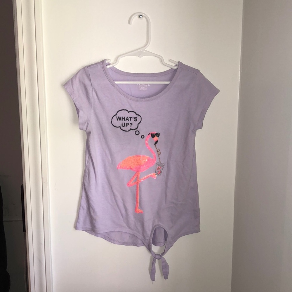 Kids light purple flamingo top